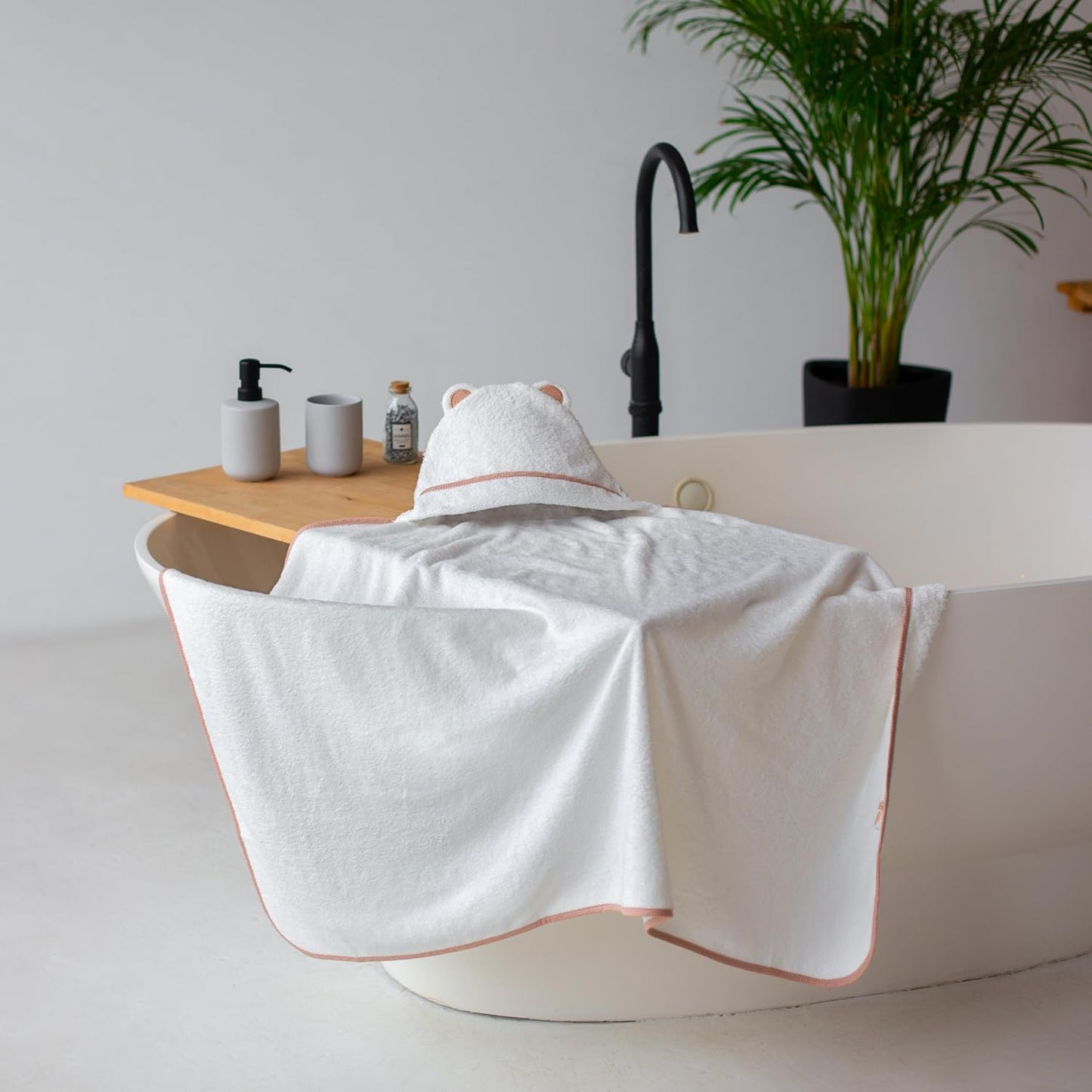 Premium Toddler Towels with Hood - Extra Soft Rayon from Bamboo Toddler Bath Towel (White)