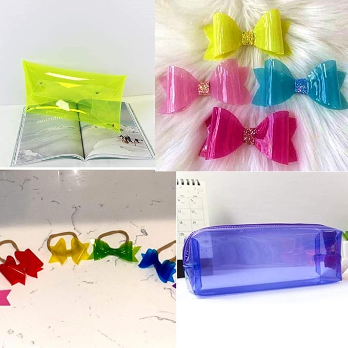 AOUXSEEM Jelly Transparent Leather Vinyl Sheets, Candy Solid Colors Waterproof