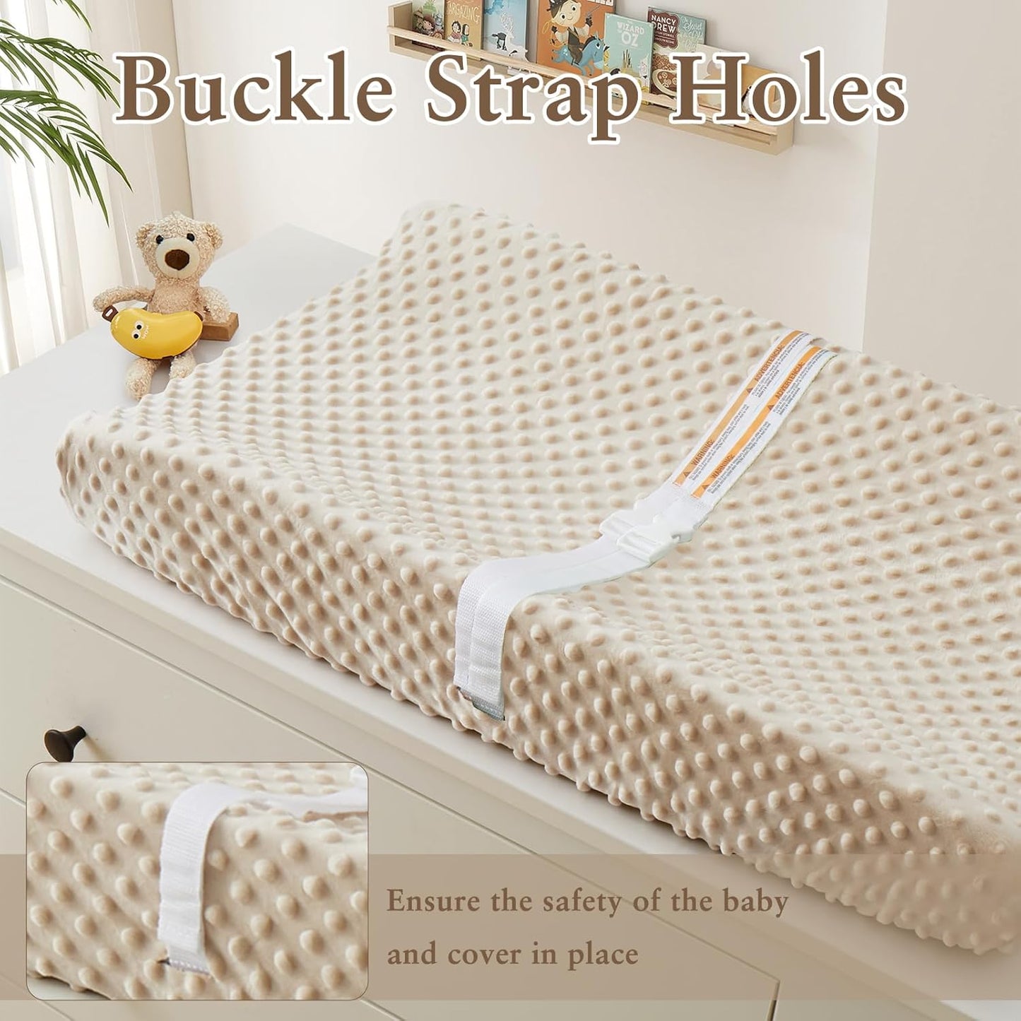 Homiest 2 Pack Changing Pad Cover, White + Beige Changing Table Sheets, Ultra Soft Fleece Minky Dot Fabric, Breathable Comfortable Diaper Pad Cover for Girls and Boys, Machine Washable