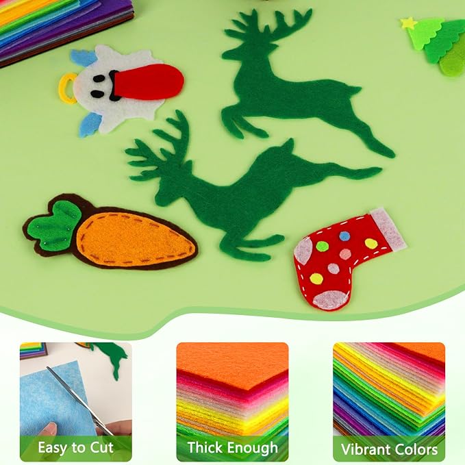 ZUFECY 40Pcs Felt Sheets for Crafts, Nonwoven Felt Squares for Sewing Patchwork