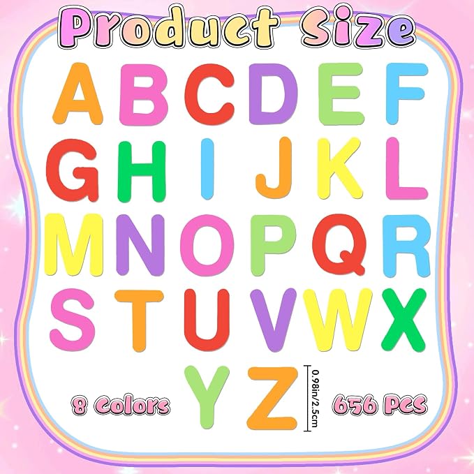 656 Pcs Foam Letter Stickers, Self-Adhesive EVA Alphabet Stickers Small 1 Inch