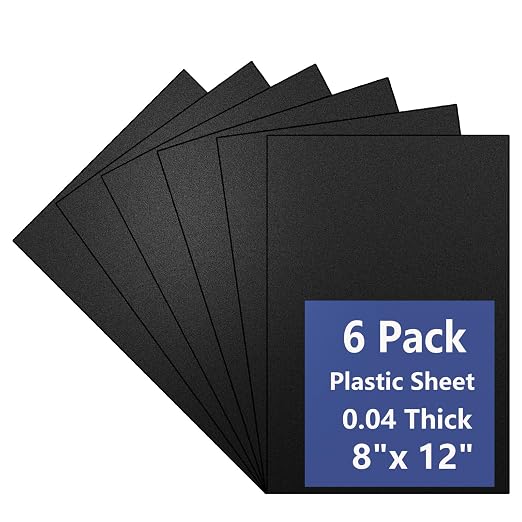 6 Pack Black Plastic Sheet 8x12x0.04 in Flexible High Tensile Plastic Sheets