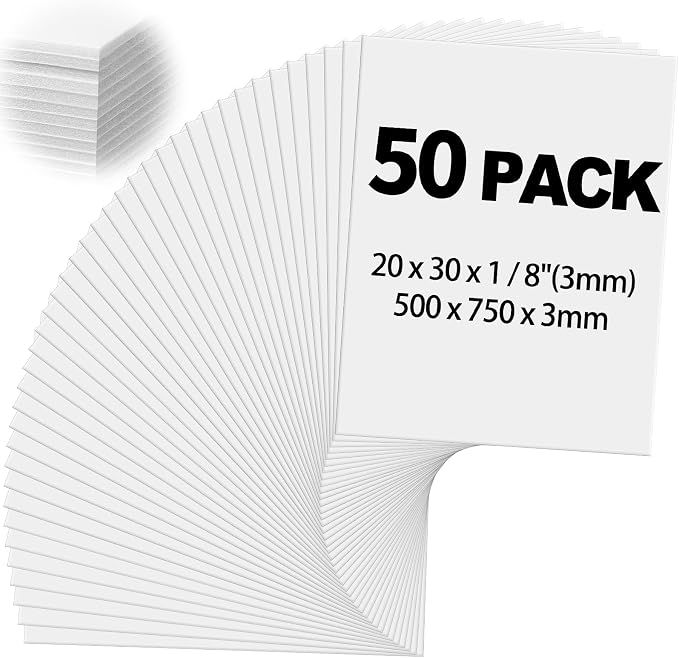Frienda 50 Pack White Foam Board Foam Poster Boards 20 x 30 Inch Inch