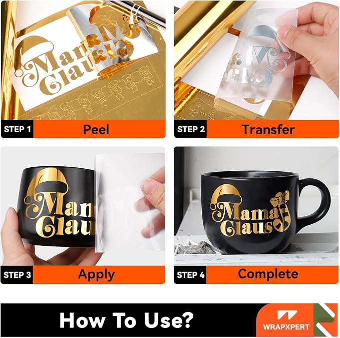 WRAPXPERT Gold Vinyl Chrome, Chrome Mirror Metallic Light Gold Adhesive Vinyl