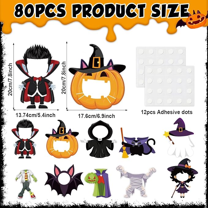 gisgfim 80Pcs Halloween Cutouts Boo Ghost Decorations Bulletin Board Halloween