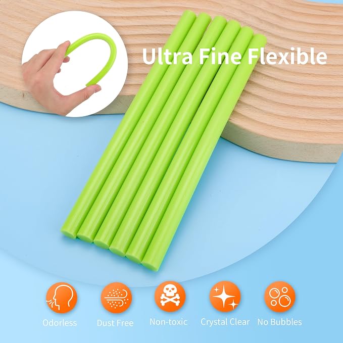 MATUFF Light Green hot Glue Sticks Full Size 0.43” Dia x 8” Long, All-Purpose