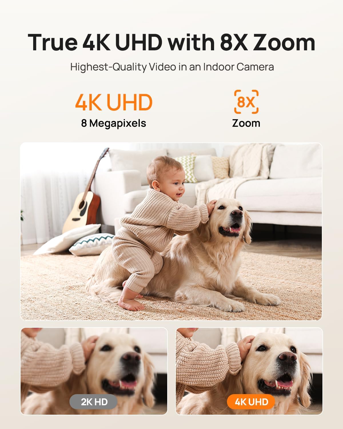 Anona 4K UHD Indoor Camera, Pet/Dog/Baby Security Camera with Phone App, 360°Pan-Tilt, 5G/2.4G Dual-Band Wi-Fi 6, Auto-Tracking, Person/Pet/Baby Crying Detection, Privacy Mode, Two-Way Audio, 2 Pack