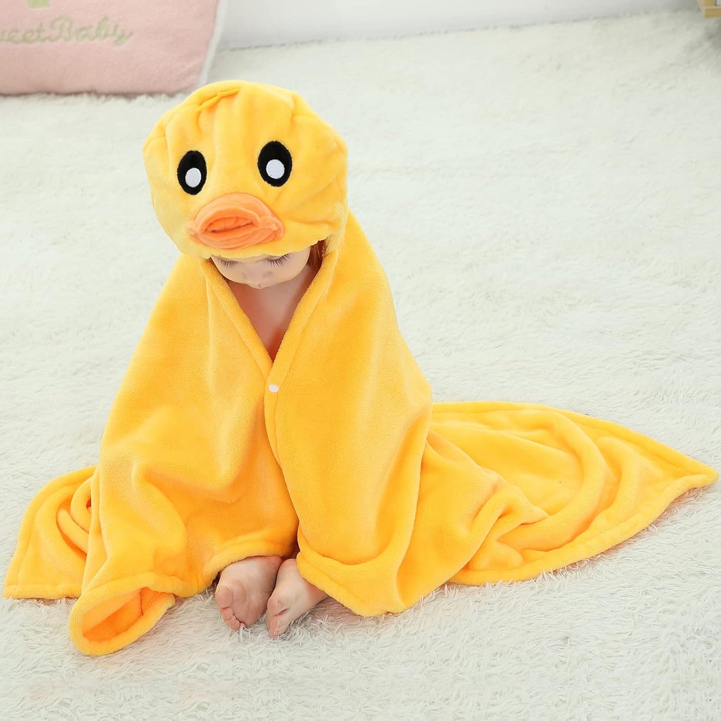 Wearable Blanket Hoodie for Kids Toddlers Hooded Towels Soft Cozy Flannel Wearable Throw Blanket Hoodie for Boys Girls Birthday Gifts (Duck 60 * 50)