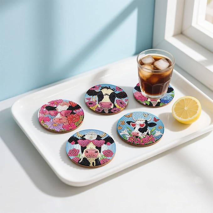 DOZEEZOP 8-Pack Diamond Art Coaster Kit