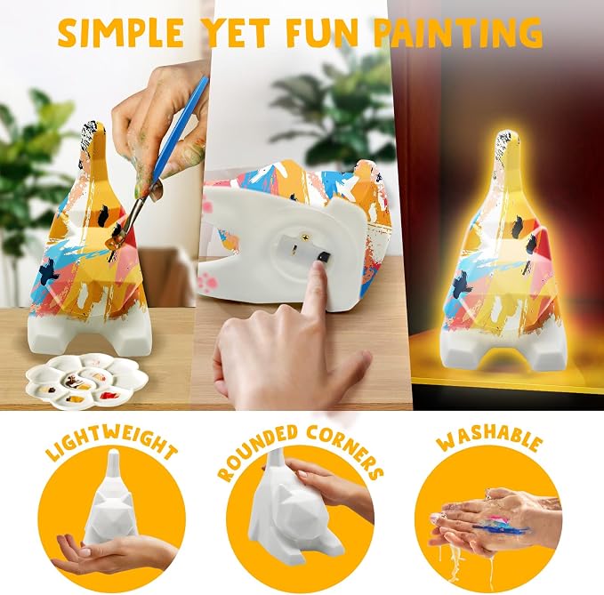 Goody King Paint Your Own Lie Cat Lamp Kit, DIY Cat Crafts Night Light