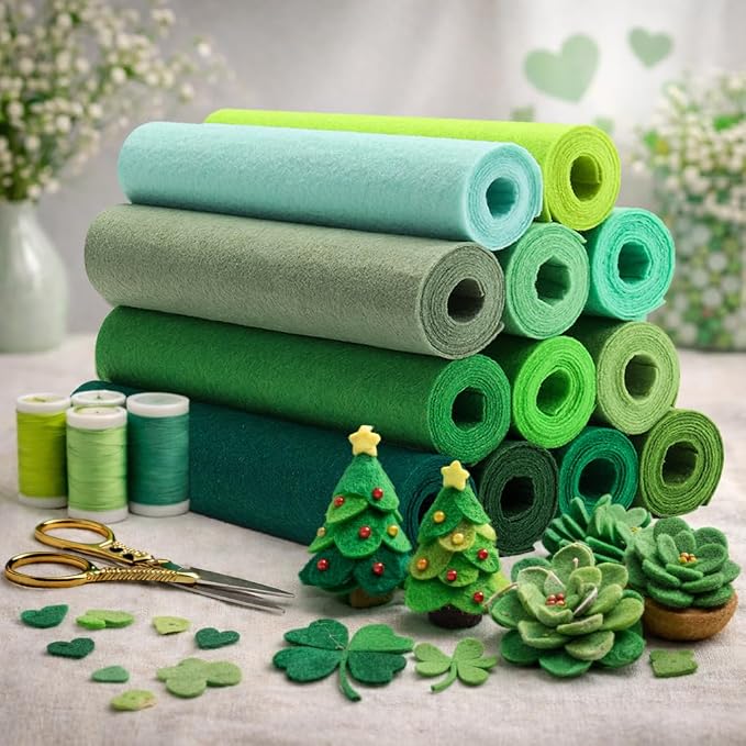 Large Stiff Felt Sheets 8"x35" – 12 Assorted Colors Felt Fabric Bundle Pack