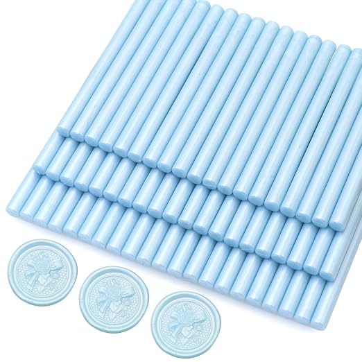 60pcs Wax Seal Sticks, Light Blue Sealing Wax Sticks, HOSEALING Glue Gun Wax
