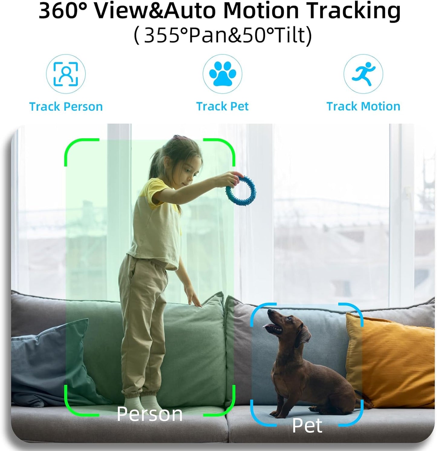 Rraycom 4Pack 2K Security Camera Indoor 5G/2.4 GHz Wi-Fi, Baby Monitor Pet/Dog Camera 360-Degree for Home Security, Smart Motion Tracking, 24/7 Live View, Night Vision, Compatible with Alexa