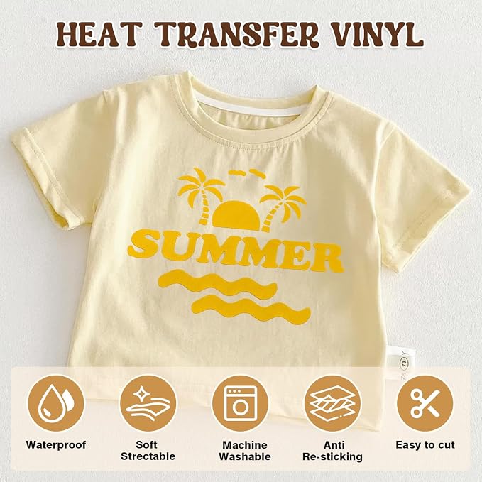 guangyintong Heat Transfer Vinyl Yellow HTV Rolls, Matte Surface HTV Vinyl
