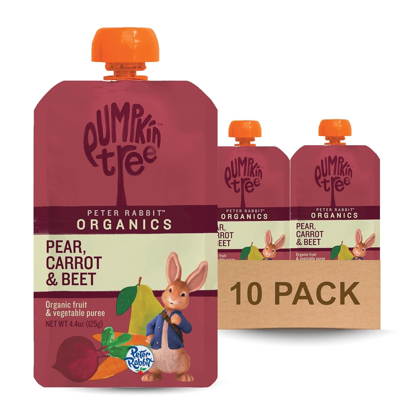 Pumpkin Tree Peter Rabbit Organics Beet, Carrot and Pear, 4.4 Ounce (Pack of 10)
