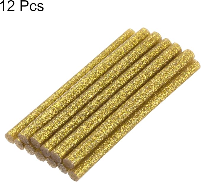 uxcell Mini Hot Glue Sticks for Glue Gun 7mm x 200mm Glitter Gold 12pcs