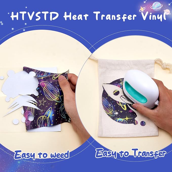 HTVSTD Space HTV Heat Transfer Vinyl 6 Sheets 12×10in Iron on Vinyl | Dark