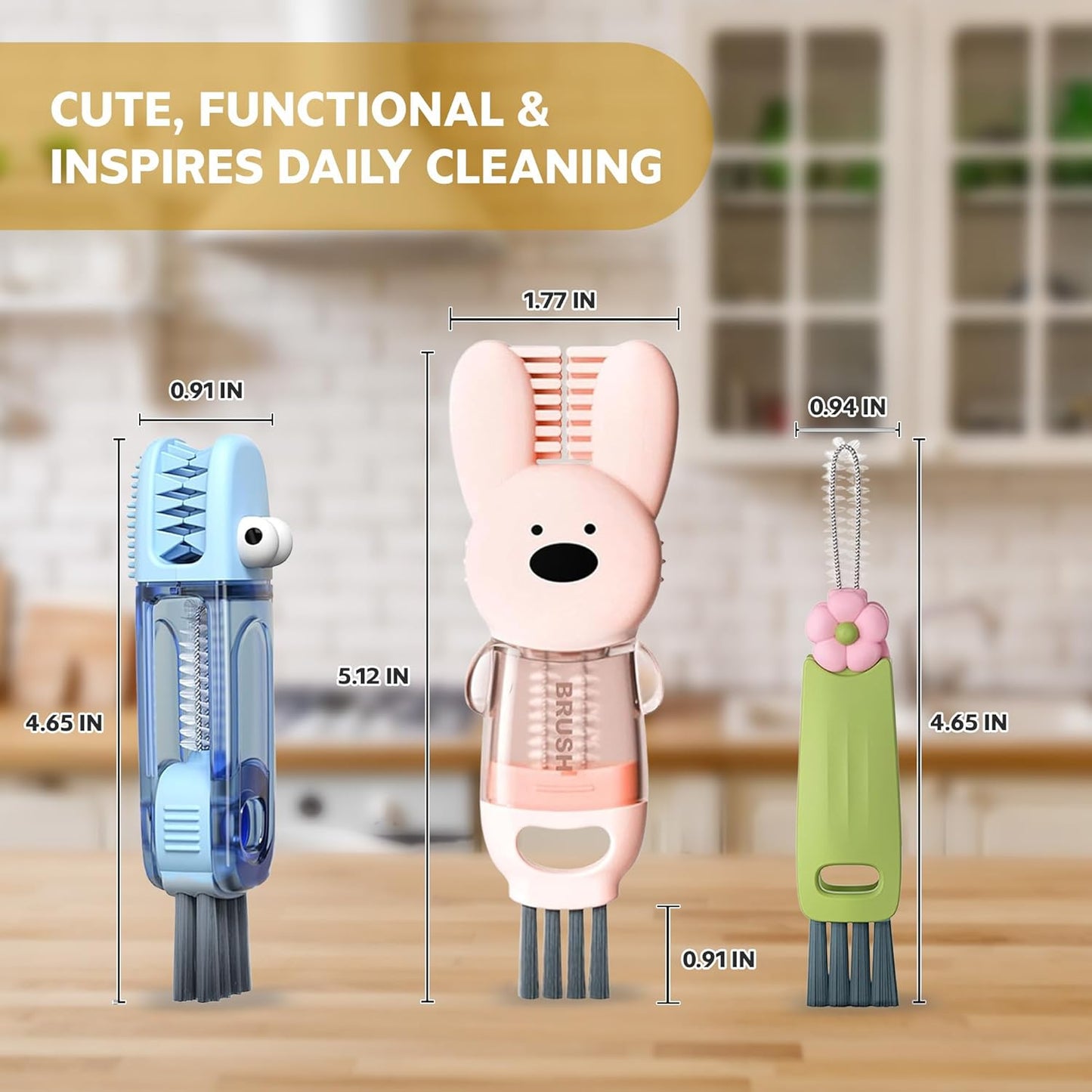 Cup Lid Cleaning Brush, 3 in 1 Cup Cleaner Brush New Multifunctional Lid Cleaner Lid Brush Cleaning Tool Multipurpose Bottle Gap Cleaner Brush Blue