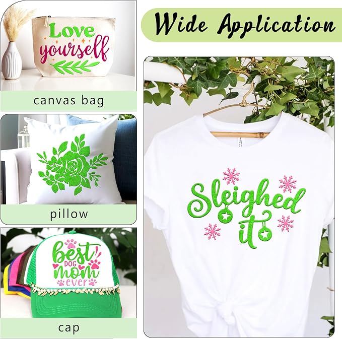 HTVSTD Forest Green Flock HTV Heat Transfer Vinyl 8pcs 12×10in | Vivid Color
