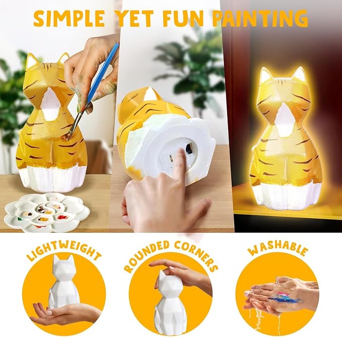 Goody King Paint Your Own Cat Lamp Kit, Easter Basket Stuffers, Arts & Crafts