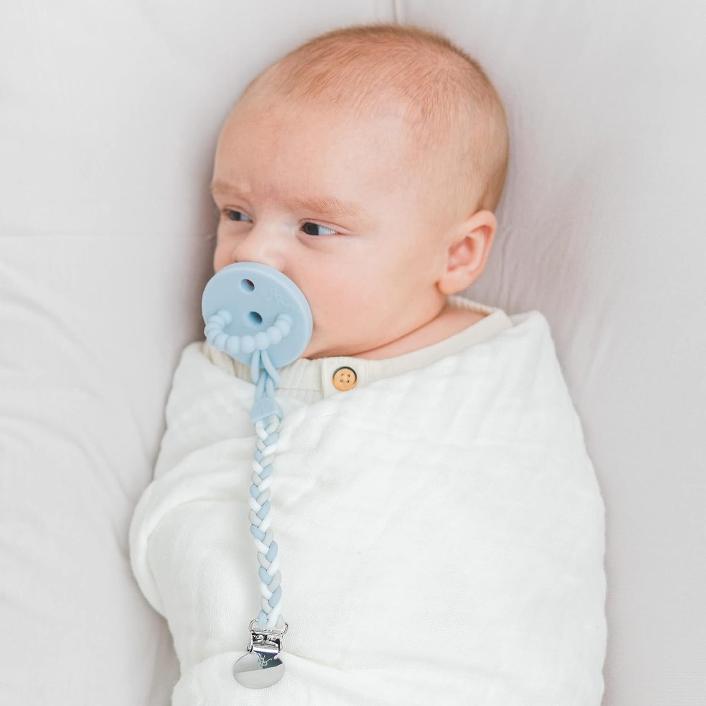 Ryan & Rose Cutie PAT Pacifier Teether (Bulb, Blue)