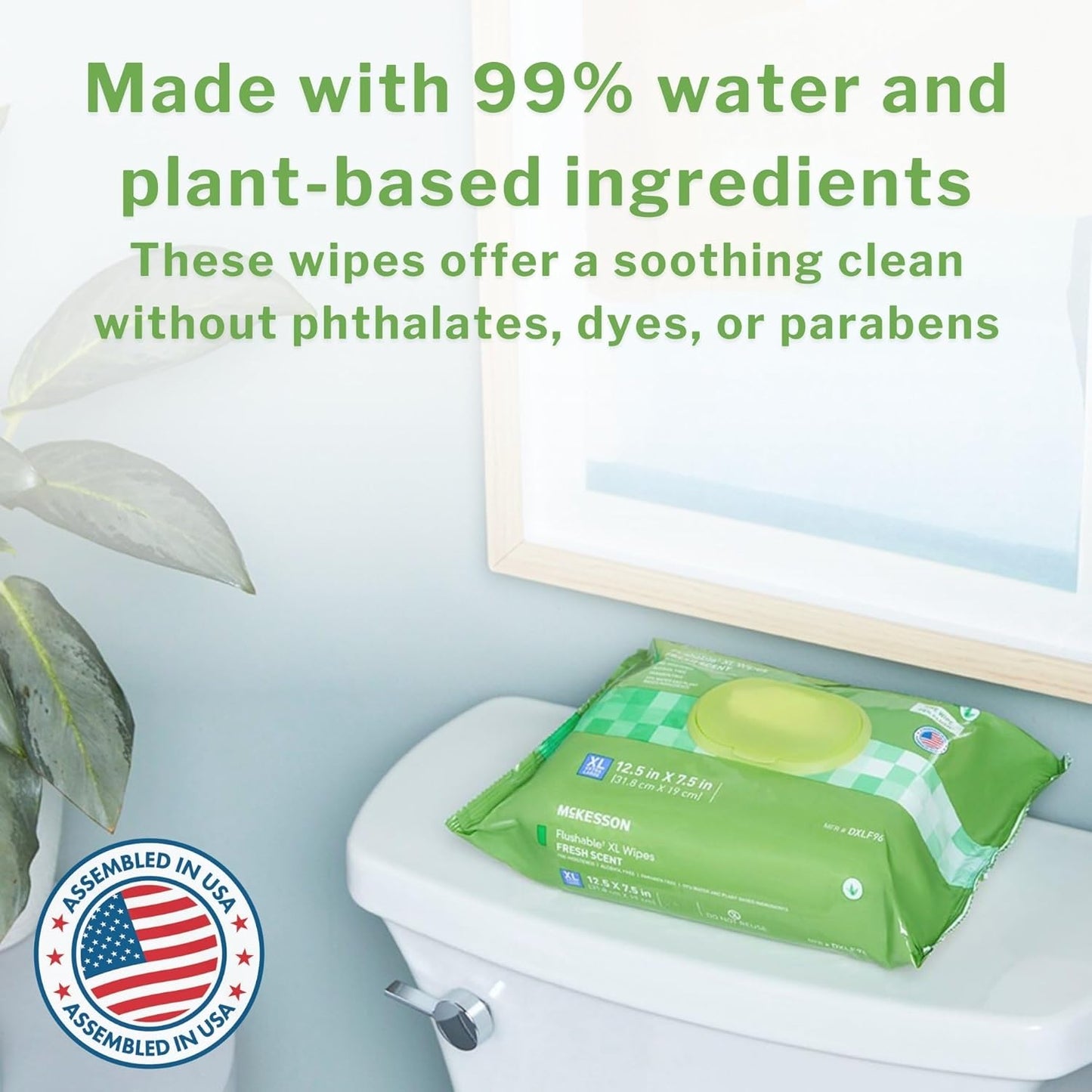 McKesson Flushable* Adult Wet Wipes XL – 288 Wipes (3 Pack of 96) – Aloe & Vitamin E, Plant-Based Cleansing Wipes, Scented, Extra Large