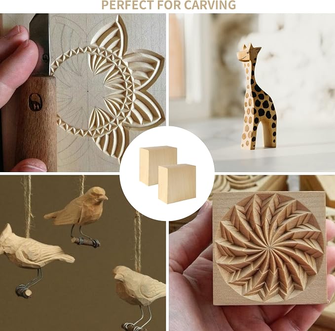 4 Pack Unfinished Basswood Blocks