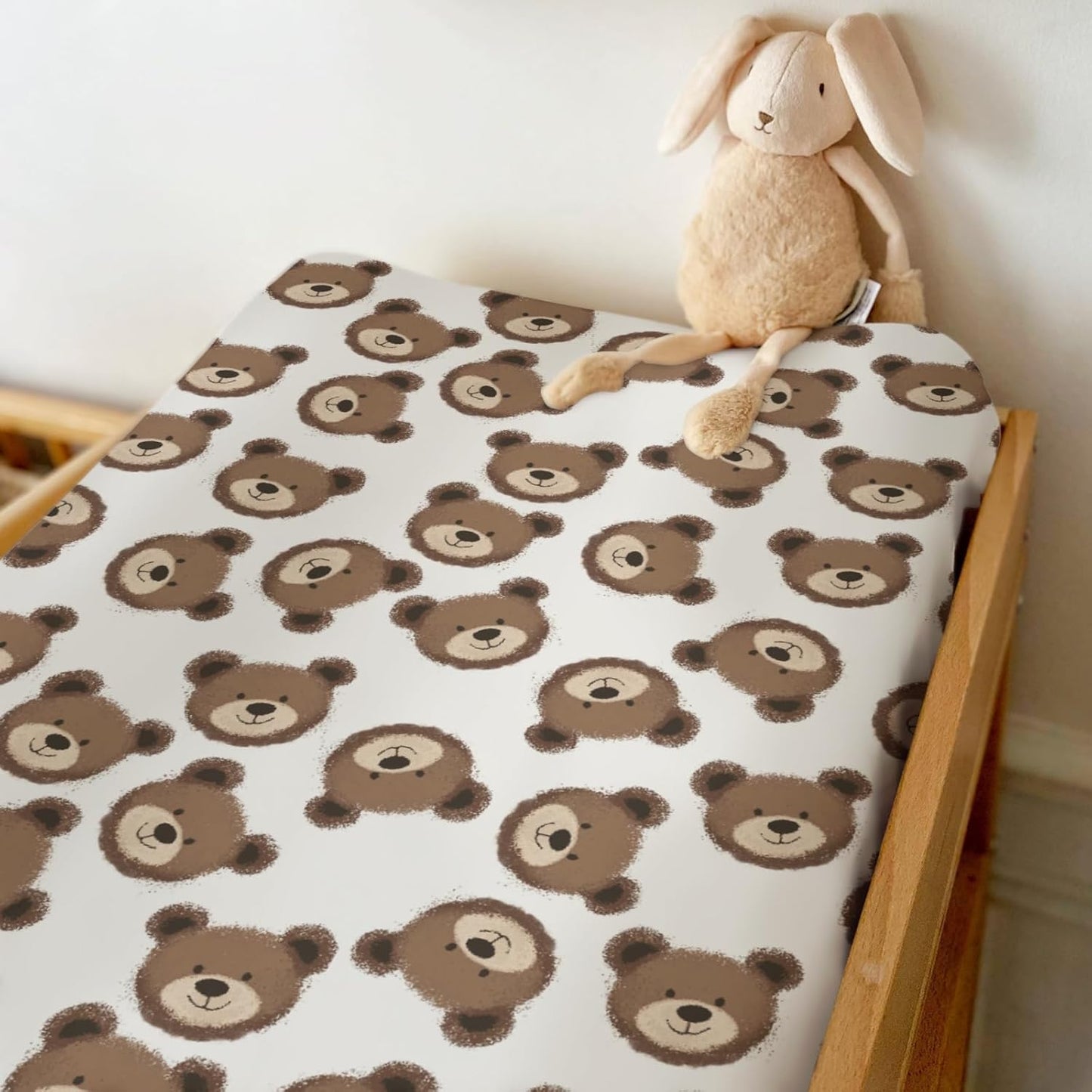 Neutral Boho Bears Changing Pad Covers for Baby Girls Boys Cute Brown Bear Fitted Change Table Covers Mats Watercolor Bears Soft Nursery Diaper Change Table Sheets for 32''×16'' Contoured Pad