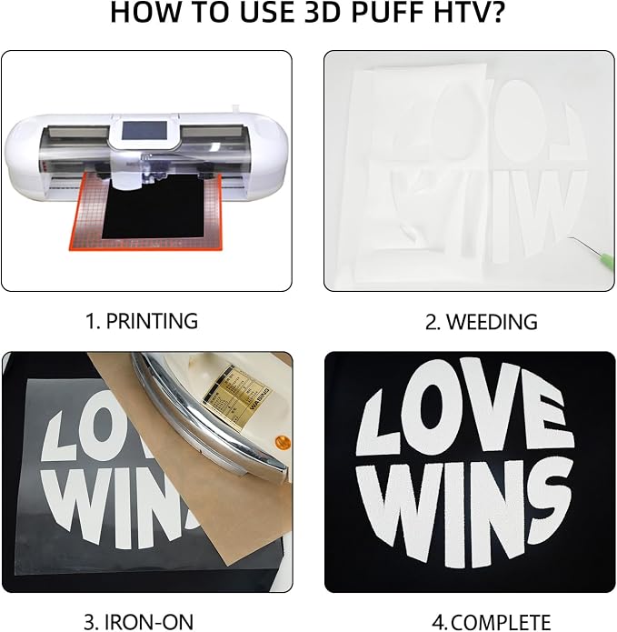 guangyintong Puff Heat Transfer Vinyl HTV Rolls, 3D Puff HTV Vinyl