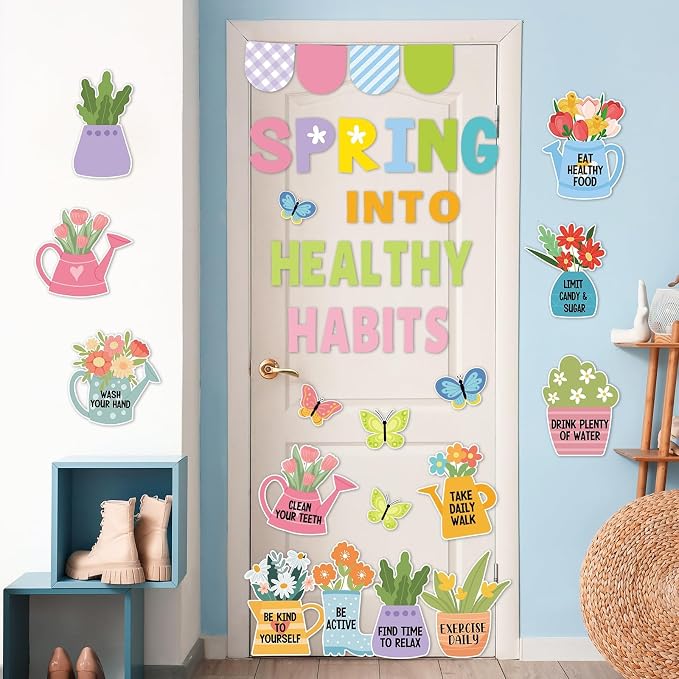 Spring Healthy Bulletin Board Set Spring Into Healthy Habits Classroom
