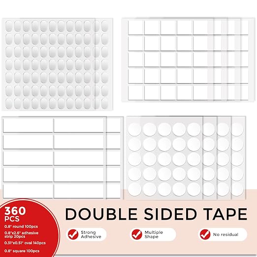 360pcs Nano Double Sided Tape for Wall 0.8" Sticky Dots Mounting Putty Two