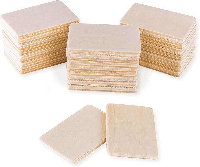 Super Z Outlet 50 Pack Unfinished Natural Wood Rectangle Blank Pieces Wooden