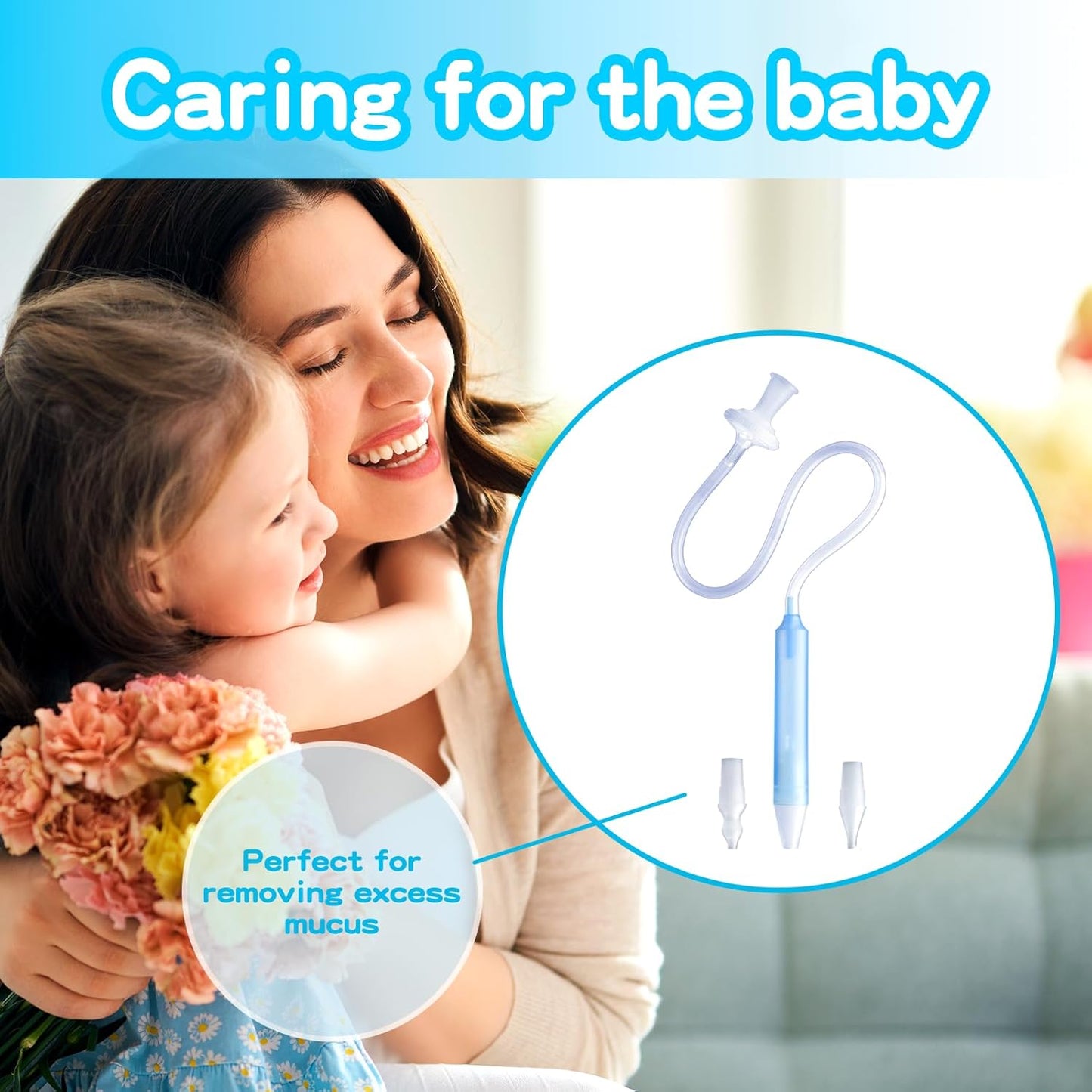 Baby Nasal Aspirator with 25 Hygiene Filters, Soft Silicone Tips Nose Cleaning Tweezer for Infants and Toddlers