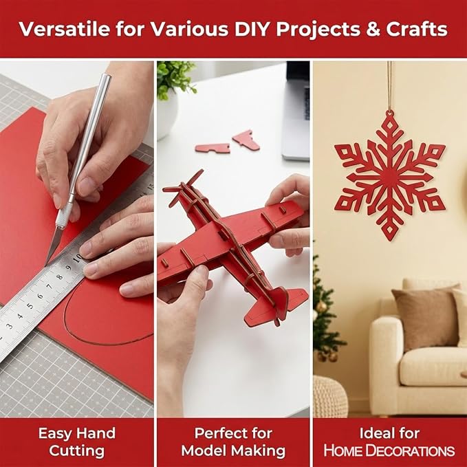 4 Pack Pre-Painted Colored Plywood Sheets, DIY Crafts, Models Making