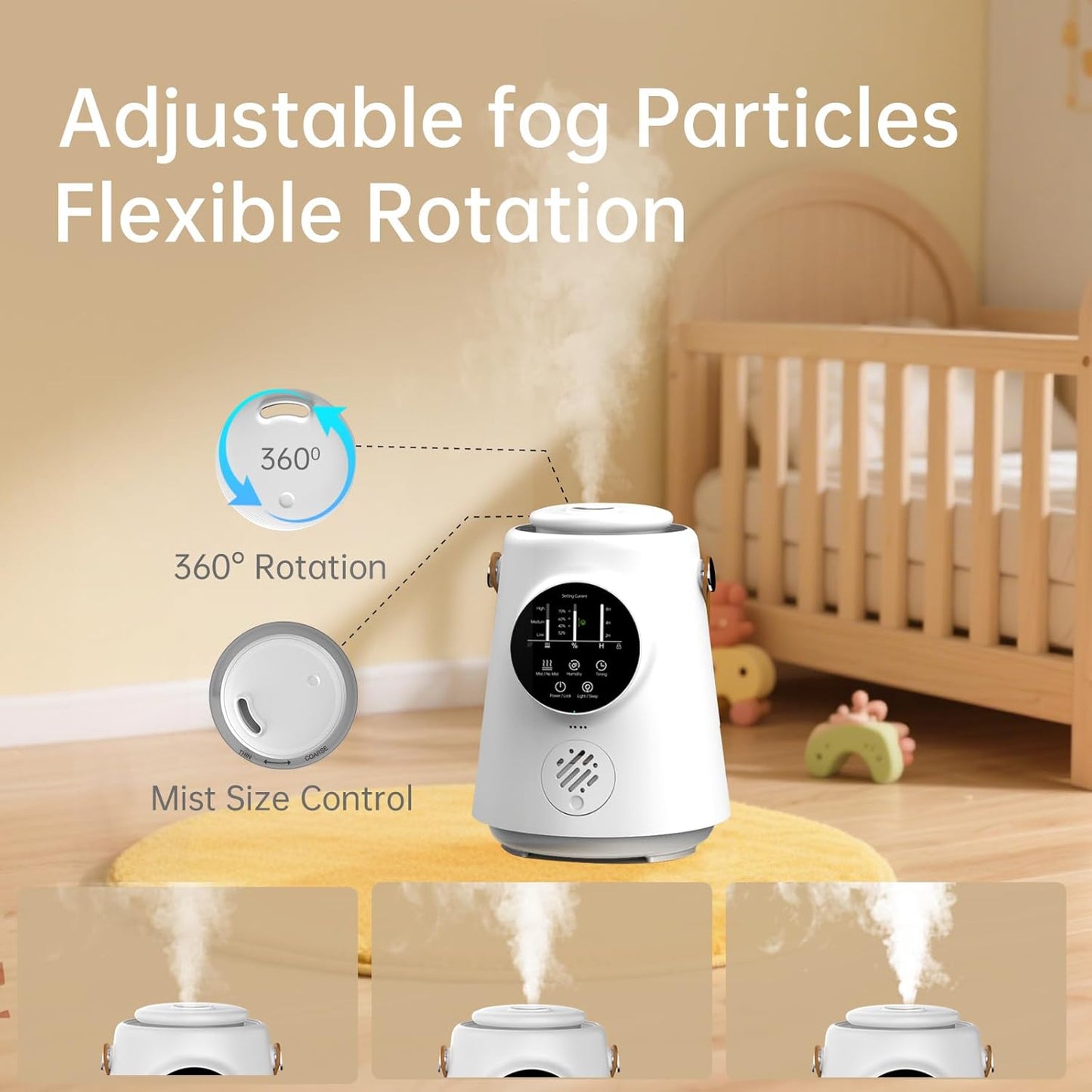 YOGIN Baby Humidifier for Bedroom Nursery – 2.5L Ultrasonic Cool Mist, Ultra-Quiet & Safe for Sleep, Auto Shut-Off, Adjustable Mist, Easy Clean, BPA-Free, for Baby and Kids Room