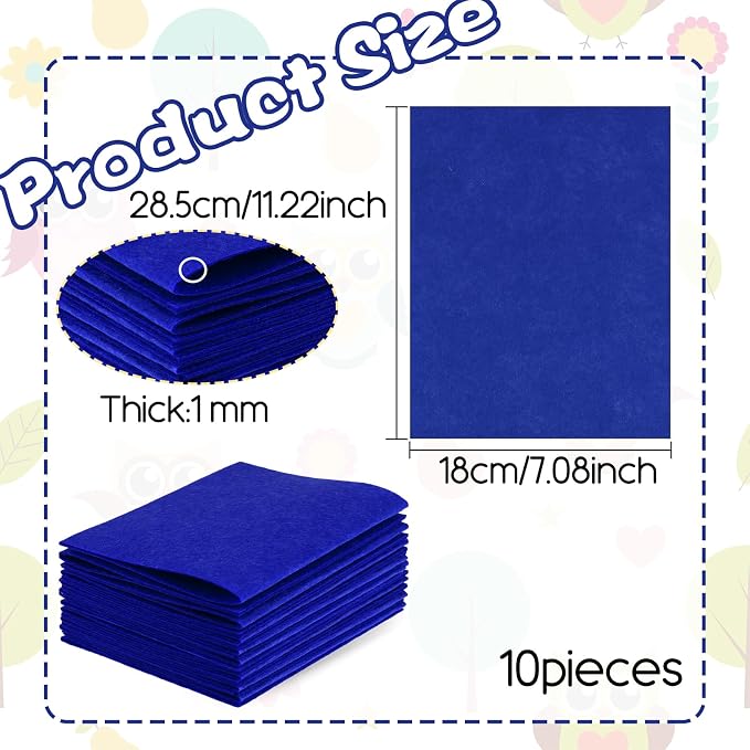 10Pcs Felt Sheets Fabric, for Halloween Christmas, for DIY and Sewing Projects