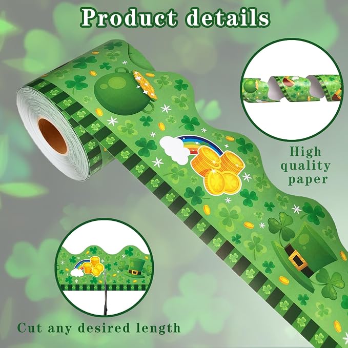 69 Feet St Patricks Day Bulletin Board Borders Lucky Shamrock Clover Rainbow