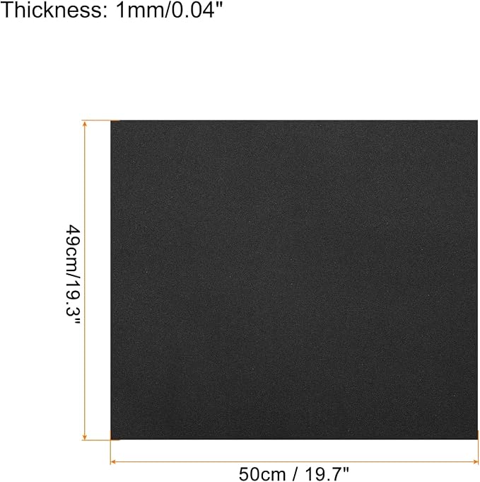 MECCANIXITY EVA Foam Sheets Black 19.7 Inch x 19.3 Inch 1mm Thick Crafts Foam