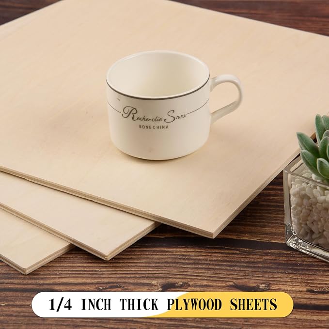 24 Pack 12 x 12 x 1/4 Inch-6mm Thick Basswood Sheets