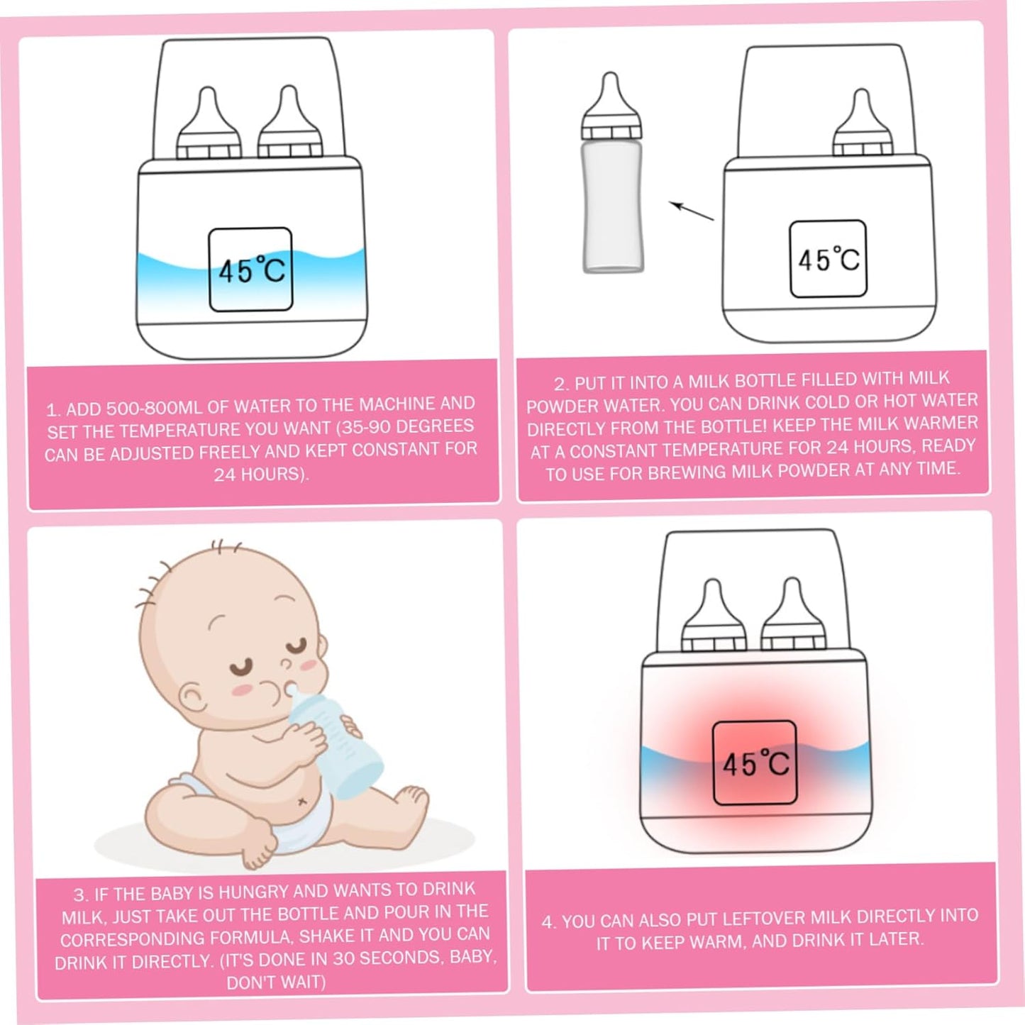 Baby Bottle Warmer ＆ Steriliser Temperature Adjustable Portable Bottle Warmer Remote Control Baby Food Heater with LCD Display for Breastmilk or Formula, Style 2, Xmas Decorations