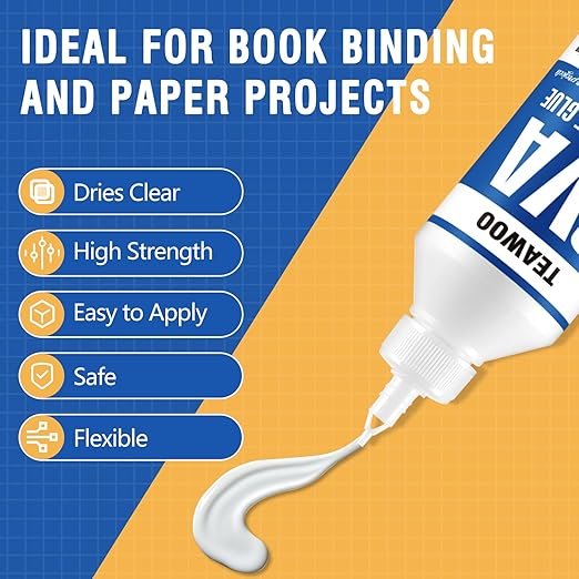 TEAWOO Book Repair Kit, 8.5 Oz + 2×1.35 Oz Acid-Free PVA Adhesive | Binding
