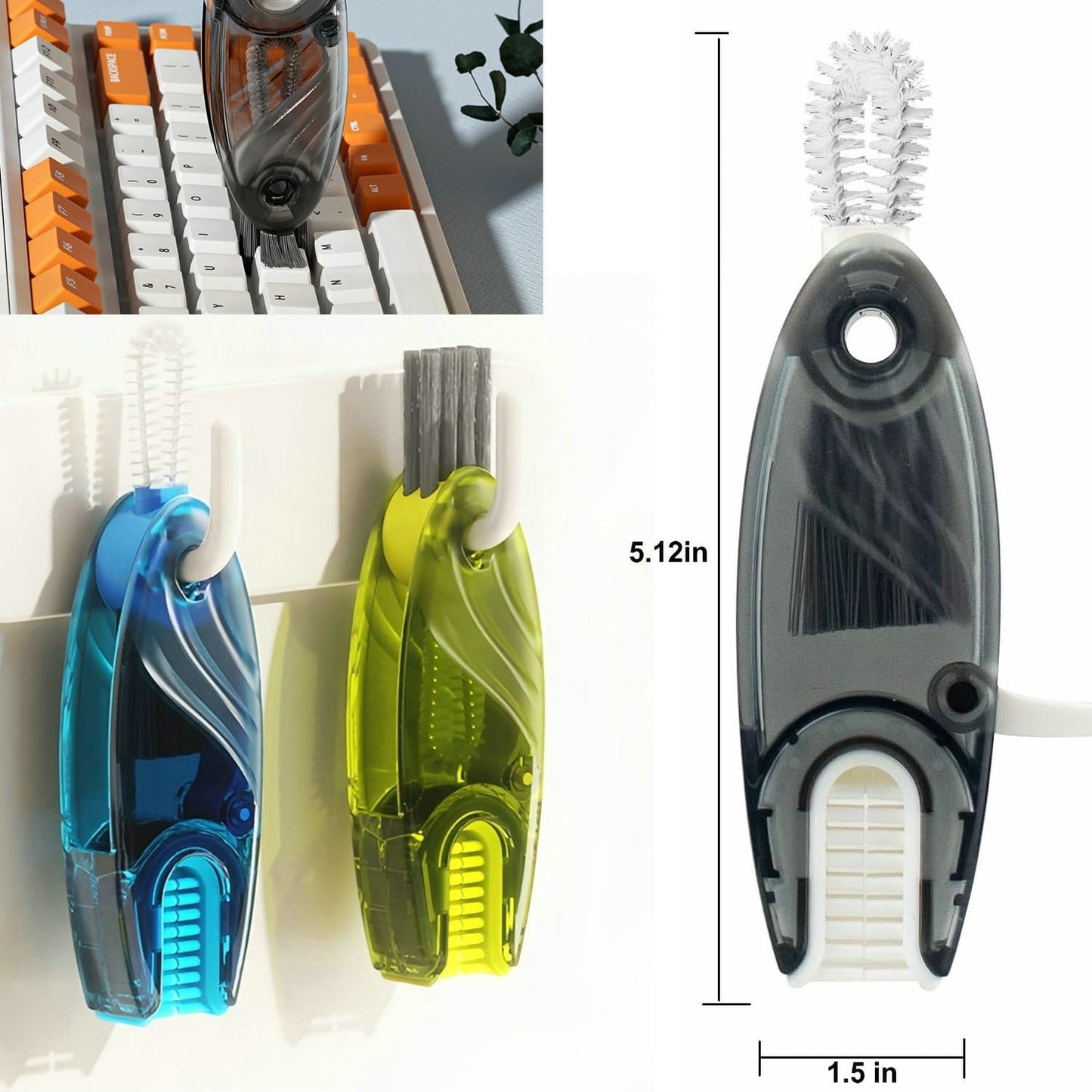 4in1 Multifunctional Cleaning Brush Set, 1pc Bright Grey, Plastic