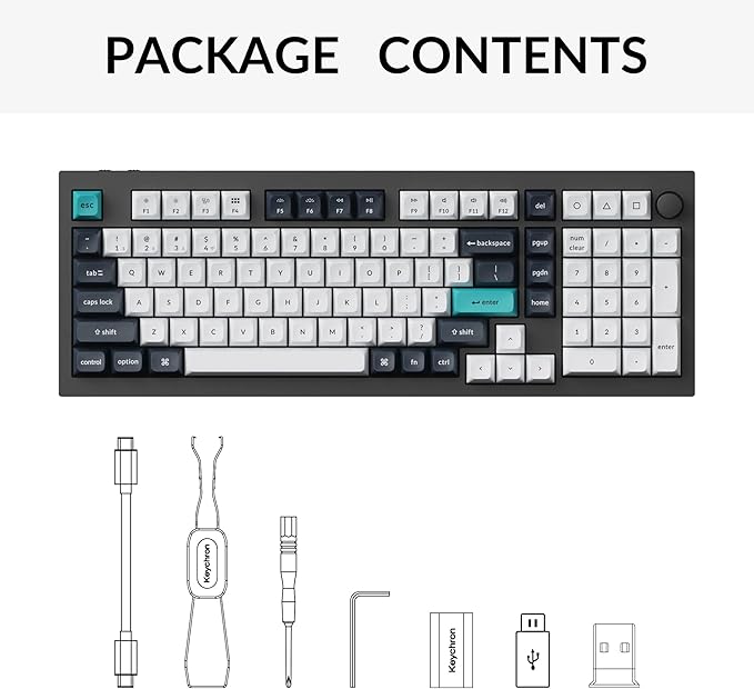 Keychron Q5 Max Wireless Custom Mechanical Keyboard, 2.4 GHz Bluetooth QMK Full Aluminum 96% Layout RGB with Hot-swappable Gateron Banana Switch Compatible with Mac Windows Linux