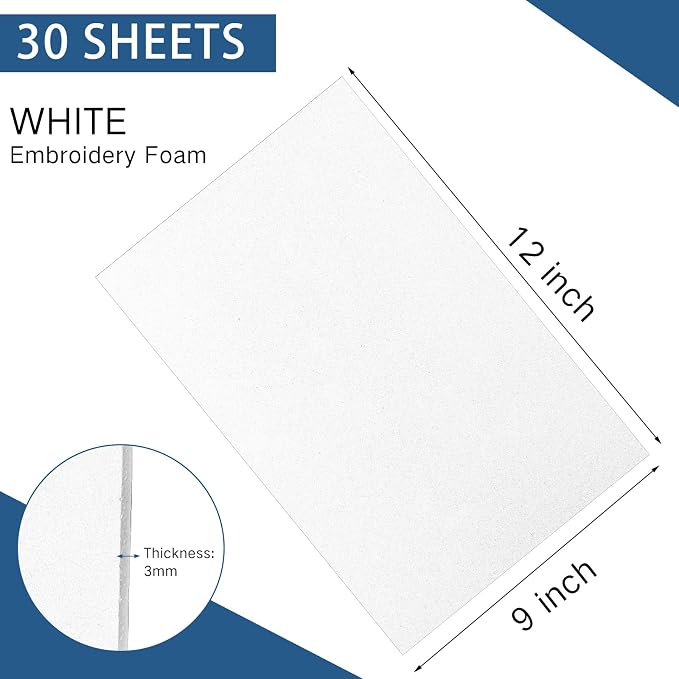 Innconee 30 Pcs Embroidery Foam 3D 3mm EVA Puffy Foam Sheets