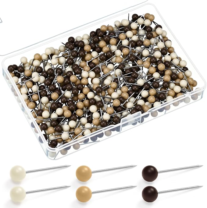 WILLBOND 500 Pack Map Push Pins Map Tacks Small Round Head Push Pins Thumb Tacks