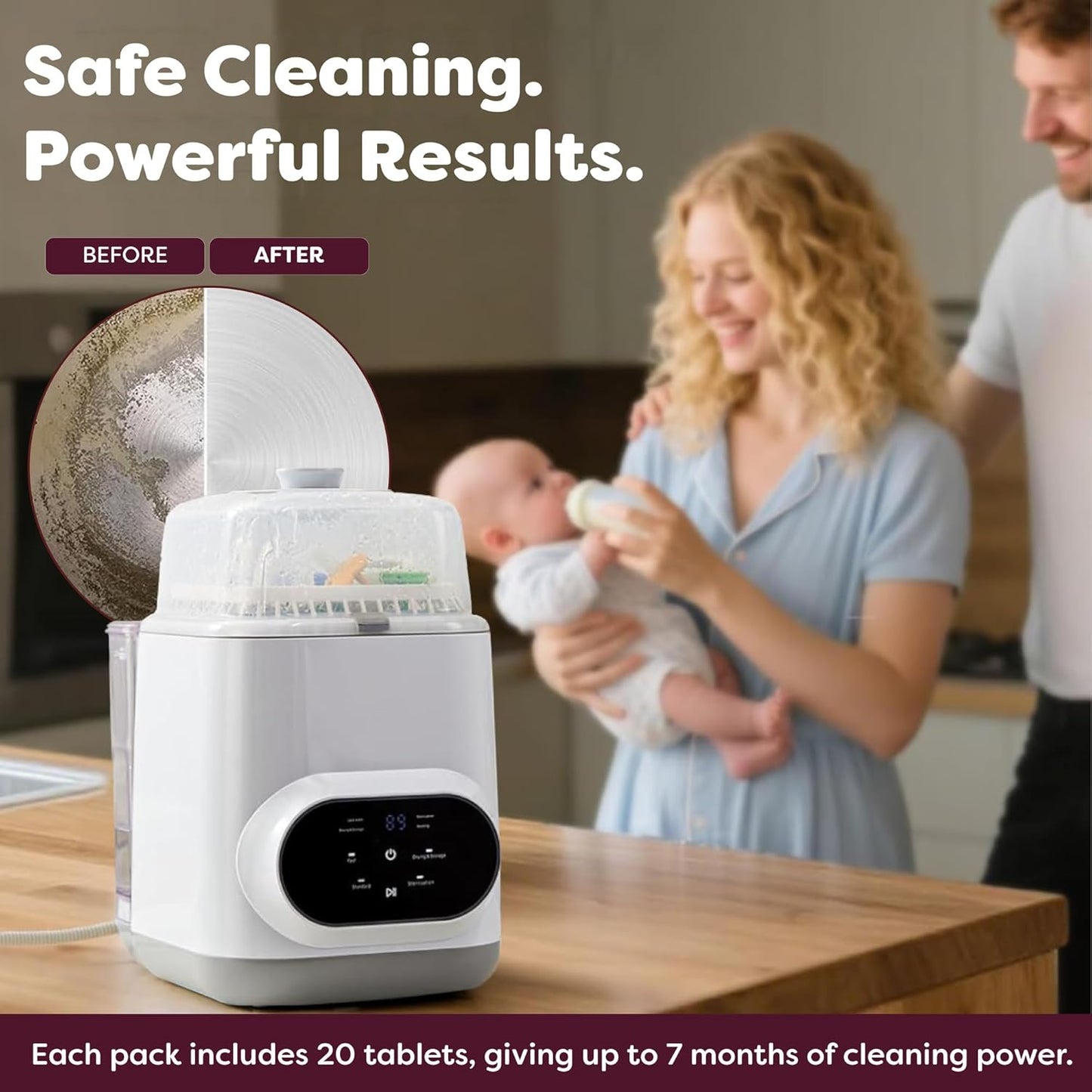 Descaling Tablets for Baby Bottle Washer Sterilizers & Warmers, Compatible with Momcozy & Baby Brezza Removes Stubborn Mineral Scale, Non-Toxic & Baby-Friendly, Extends Product Life 20ct - KOOLA Mom