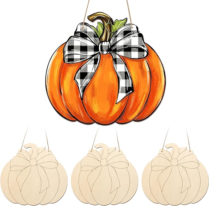 Unfinished Fall Wreaths Wood Crafts to Paint Set of 3, Unfinished Wood Cutouts