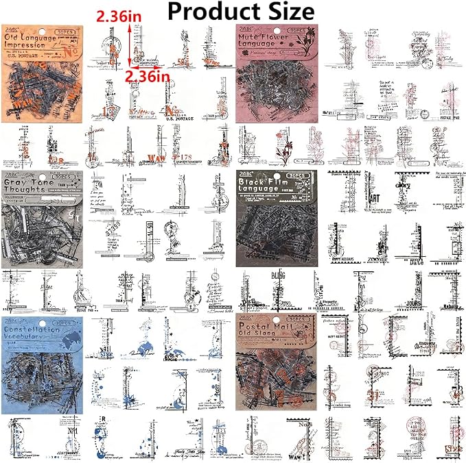 180PCS Vintage Transparent Border Landscape Scrapbooking Stickers