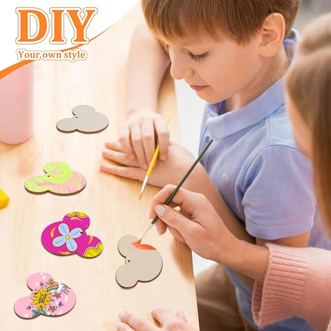 Mouse Head 30Pcs Unfinished Wooden Gift Ornaments DIY Craft Birthday