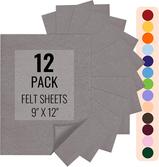 IONTACH 9" X 12" Felt Fabric Sheets 1.6mm Thick | Soft Felt